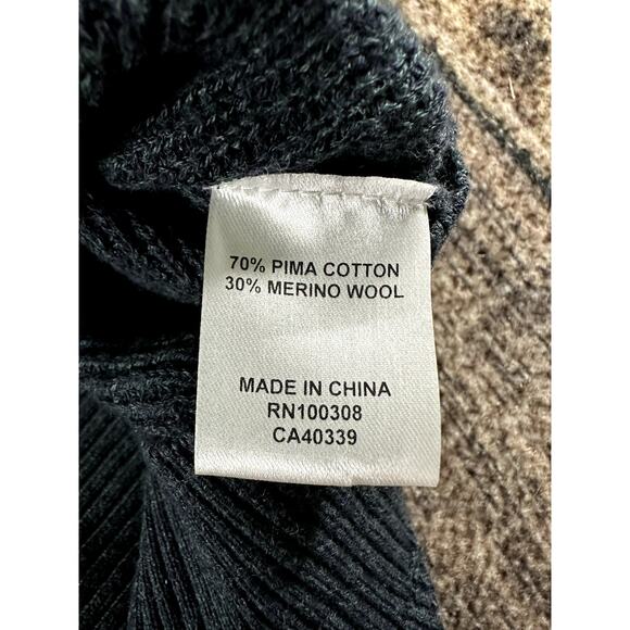 Peter Millar Pullover Mens Med Merino Wool Blend 1/4 Zip Sweater Dk Teal - Picture 6 of 6